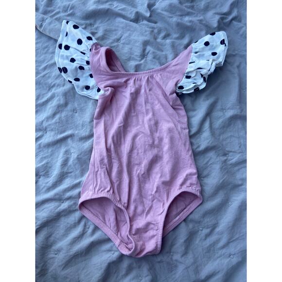 EUC This Tribe of Three kid's leotard sz: 2T pink polka dot - Picture 3 of 5